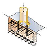 Foundation block with anchor bolts